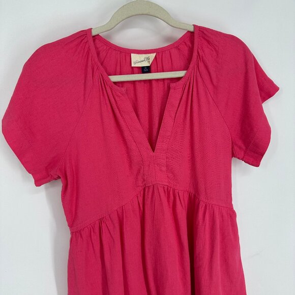 3/$25 Universal Thread Linen Blend Mini Dress XS Babydoll‎ Short Sleeves Pink - Picture 5 of 8